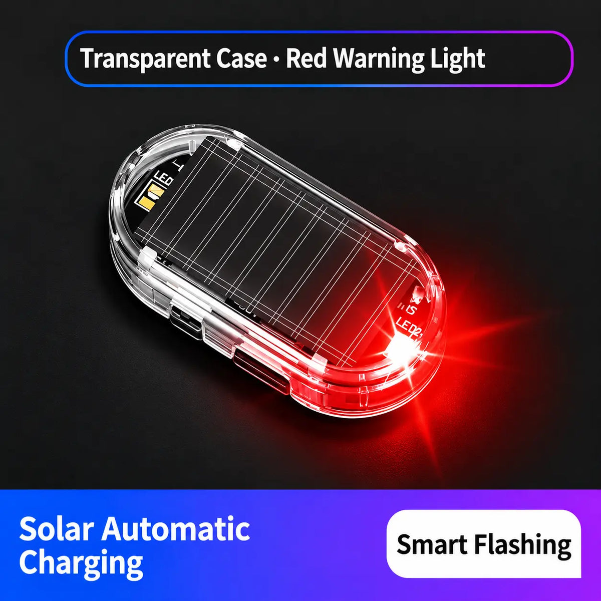 Solar Powered Fake Car Alarm Light, Auto Light Sensor LED Simulated Security Warning Flashing Light, No Wiring DIY Car Anti-Theft Dummy Alarm Lamp