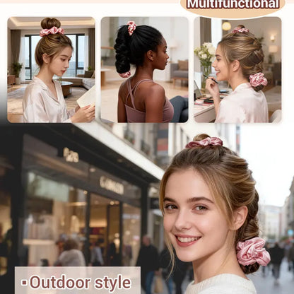 Large Satin Heatless Hair Curler for Long Thick Hair - Hairstyles Ideas, Overnight Sleep-In Design, Damage-Free Waves, Built-In Scrunchie, Blush Pink,familyfun