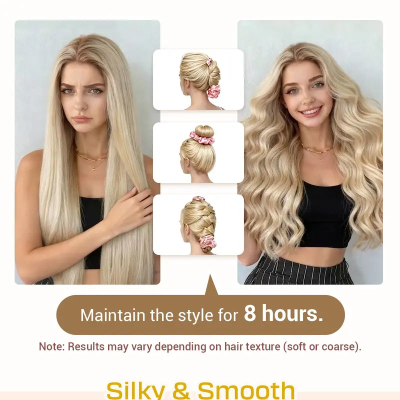 Large Satin Heatless Hair Curler for Long Thick Hair - Hairstyles Ideas, Overnight Sleep-In Design, Damage-Free Waves, Built-In Scrunchie, Blush Pink,familyfun