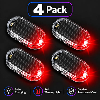 Solar Powered Fake Car Alarm Light, Auto Light Sensor LED Simulated Security Warning Flashing Light, No Wiring DIY Car Anti-Theft Dummy Alarm Lamp