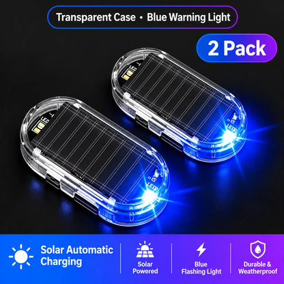 Solar Powered Fake Car Alarm Light, Auto Light Sensor LED Simulated Security Warning Flashing Light, No Wiring DIY Car Anti-Theft Dummy Alarm Lamp
