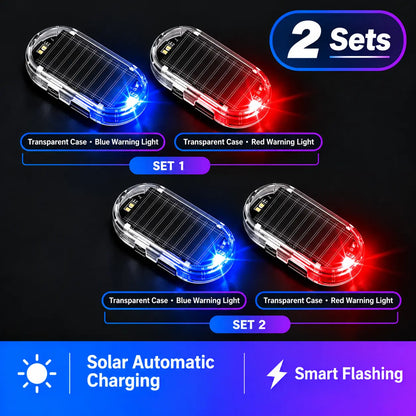 Solar Powered Fake Car Alarm Light, Auto Light Sensor LED Simulated Security Warning Flashing Light, No Wiring DIY Car Anti-Theft Dummy Alarm Lamp