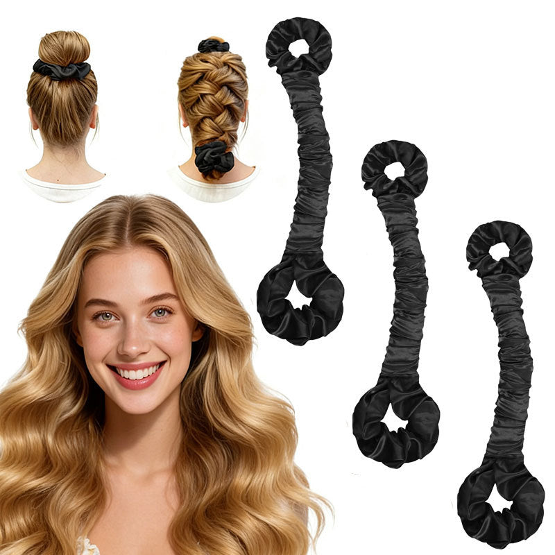 Large Satin Heatless Hair Curler for Long Thick Hair - Hairstyles Ideas, Overnight Sleep-In Design, Damage-Free Waves, Built-In Scrunchie, Blush Pink,familyfun